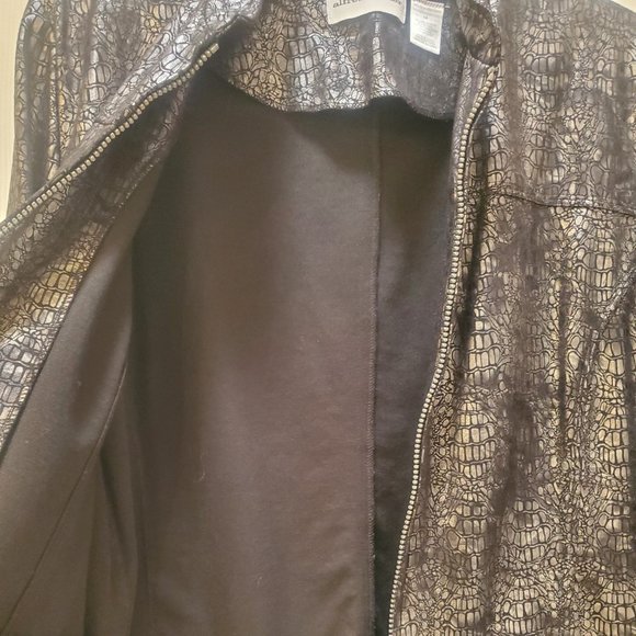 Alfred Dunner Dress Jacket Silver on Black Alligator Print Size 14 - Picture 4 of 8